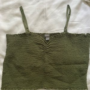 Smocked Green Crop Top
